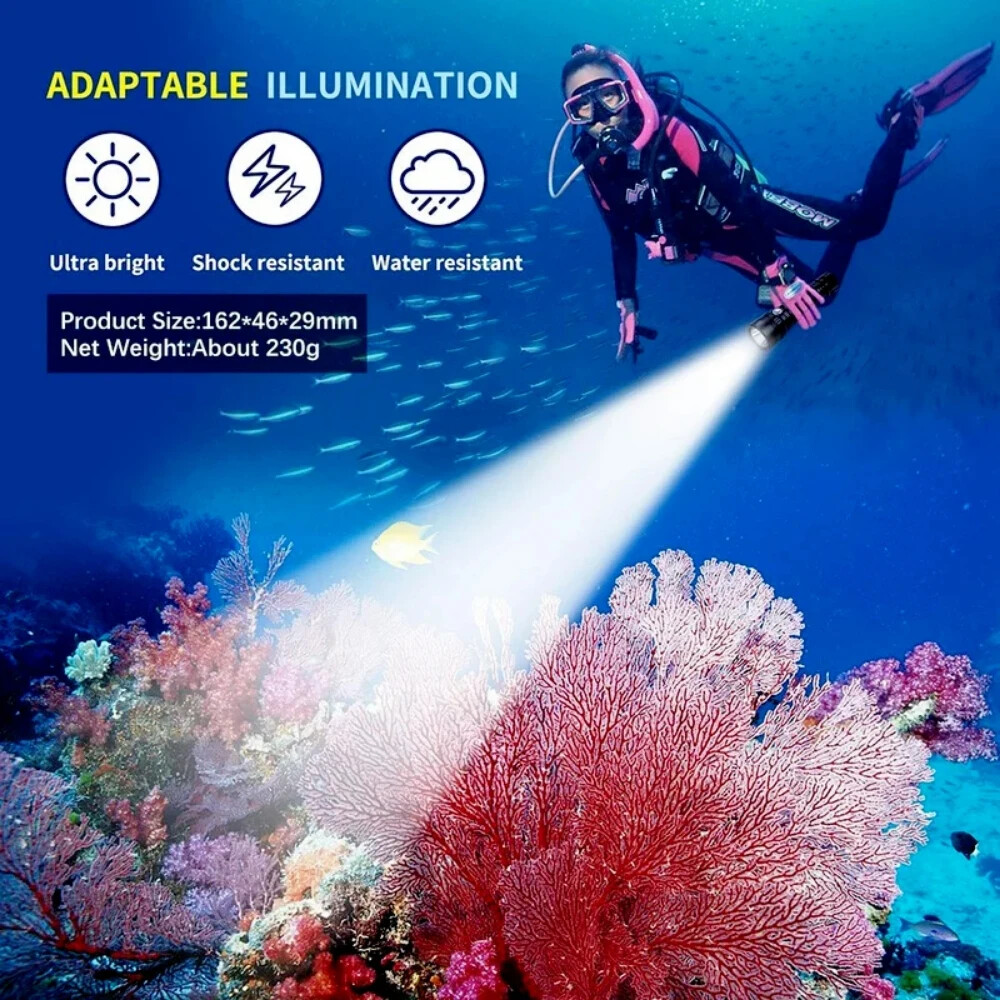 Underwater Powerful 70 LED Diving Flashlight Super Bright Scuba Dive Torch Lamp